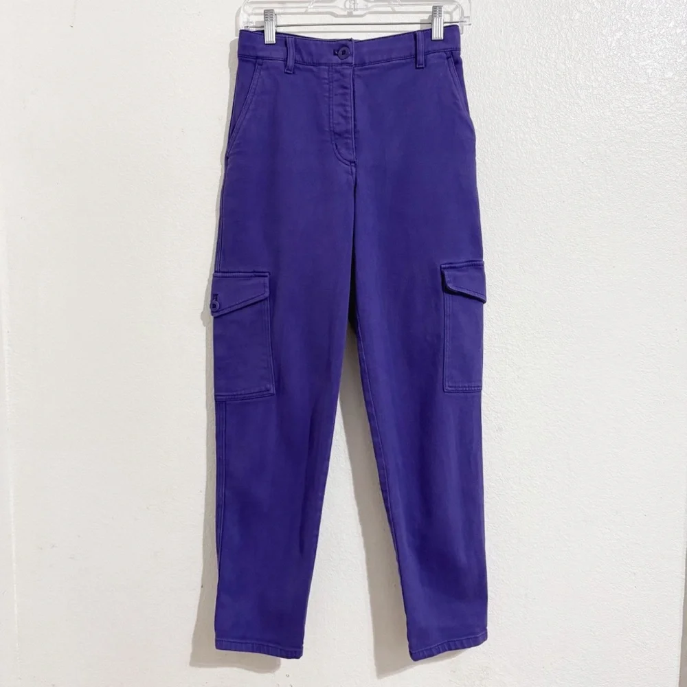 Aritzia Wilfred Free Modern High-Waisted Twill Cargo Pants in Purple